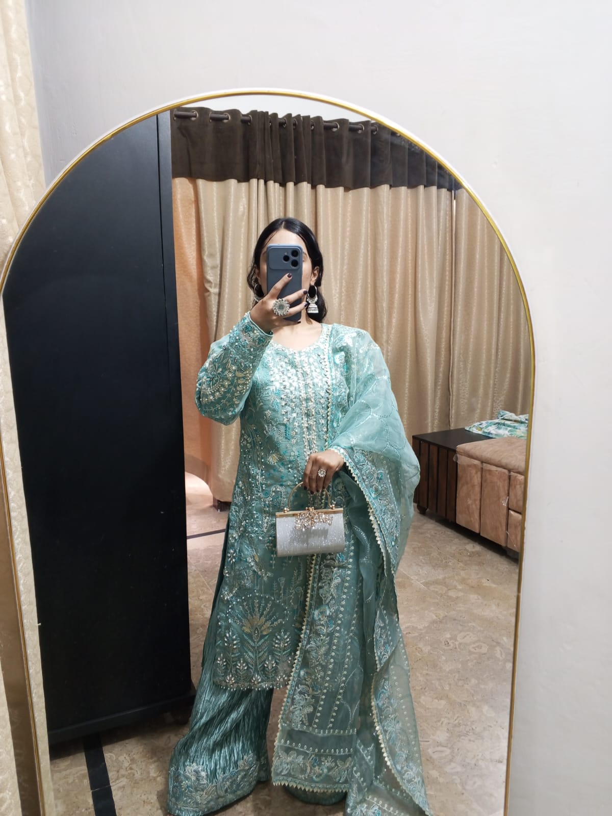 Zayb Festive Collection - Heavy Embroidered Organza Shirt With Crushed Sharara & Cutwork Dupatta - 2 Colors
