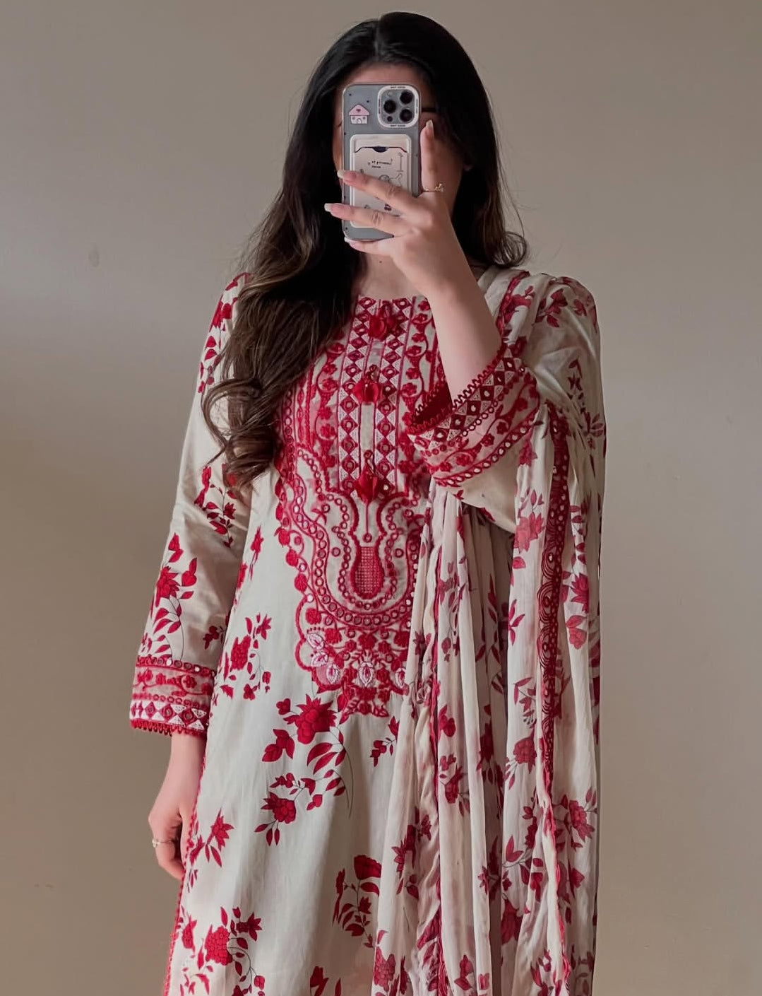 Nabirah by J. Z Lawn Collection – Printed Suit with Embroidery & Chiffon Dupatta
