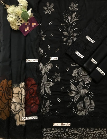 Rang Rasia Lawn Collection 3PC Unstitched Suit – Chikankari & Laser Embroidery with Khaadi Net Dupatta