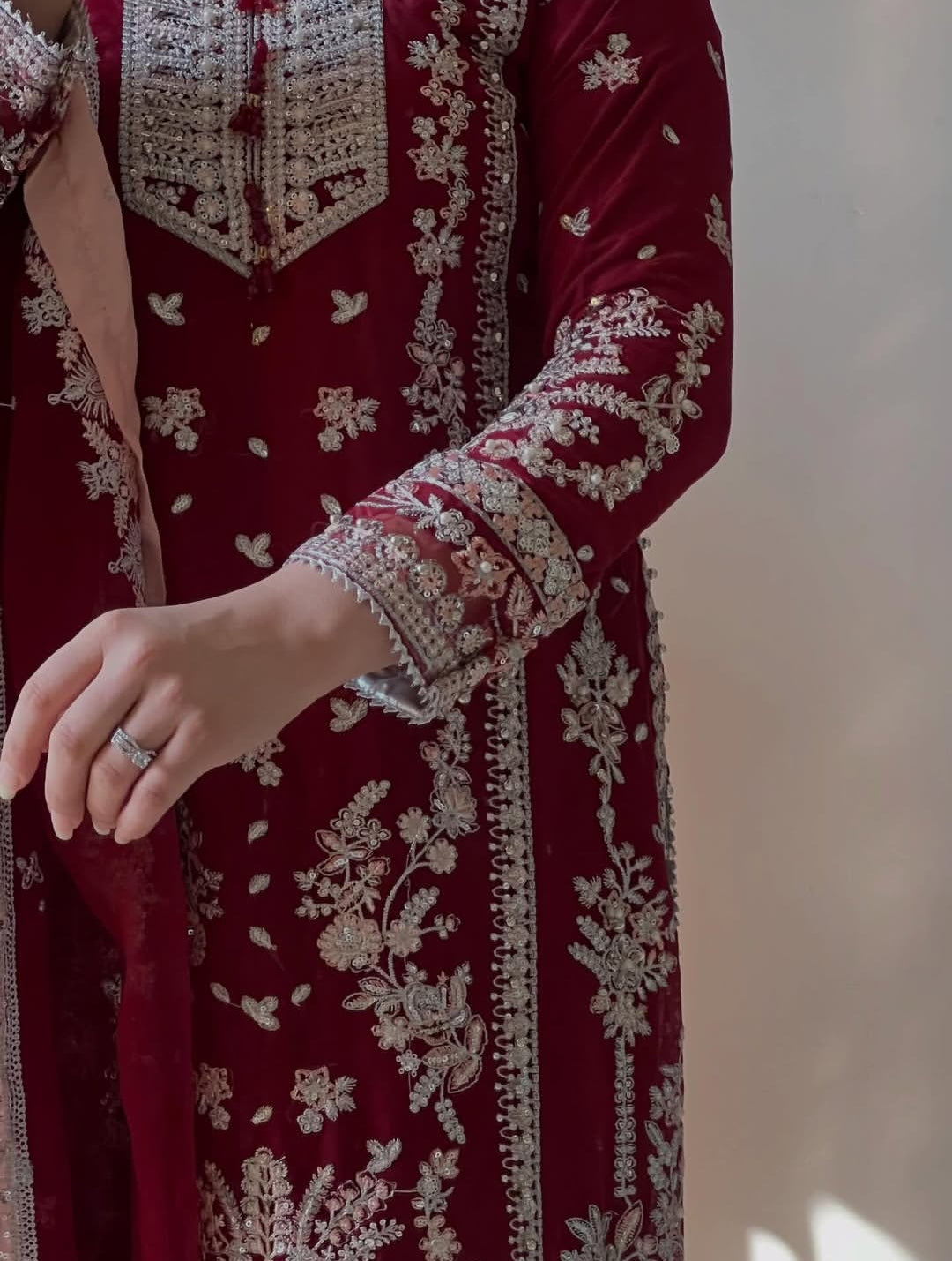 Aneelas Chiffon Embroidered Dress with Double Border Dupatta & Culottes Set