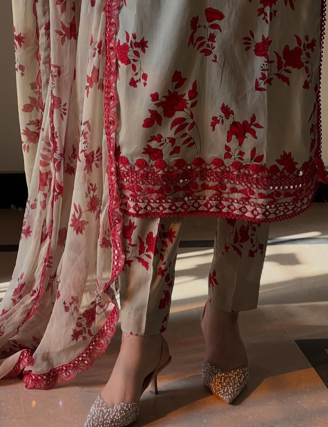 Nabirah by J. Z Lawn Collection – Printed Suit with Embroidery & Chiffon Dupatta
