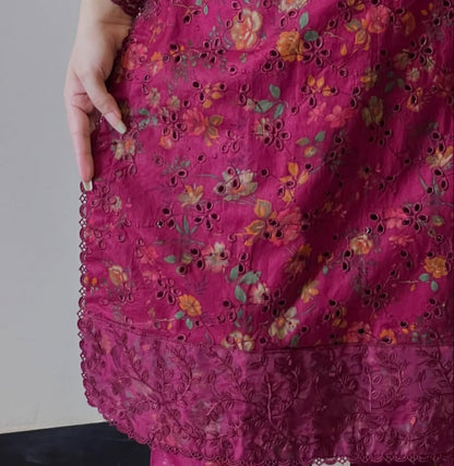 Kiswa by J.Z Premium Chikankari Lawn Suit with Printed Dupatta & Palazzo Set