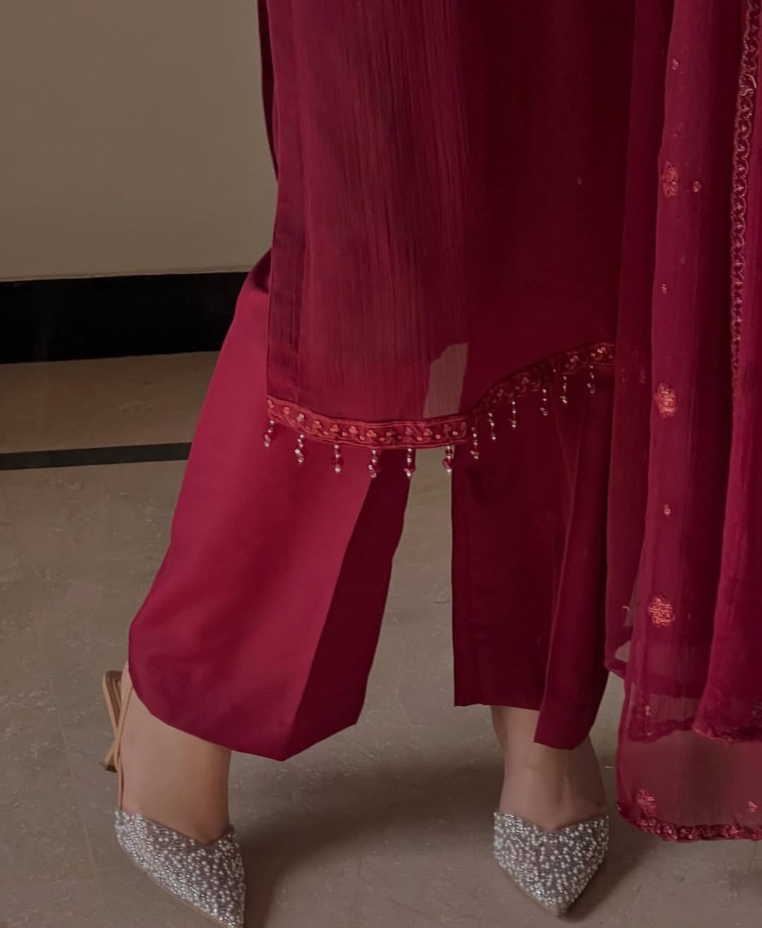 Self Designs by J.Z Chiffon Suit with Crystal Handwork & Embroidered Organza Dupatta