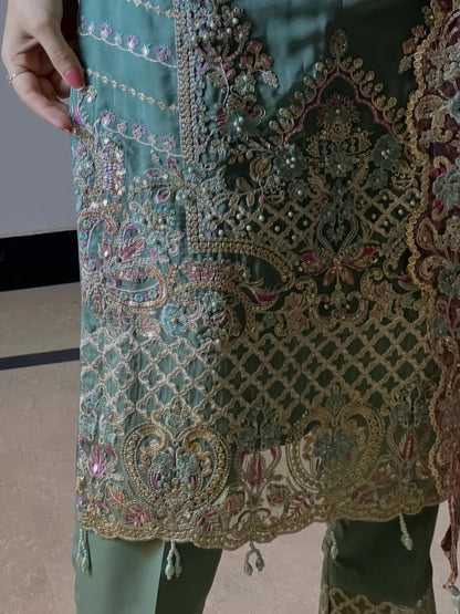 Aleena by J.Z Chiffon Collection – Embroidered 3PC Suit with Net Dupatta & Tassel Detail