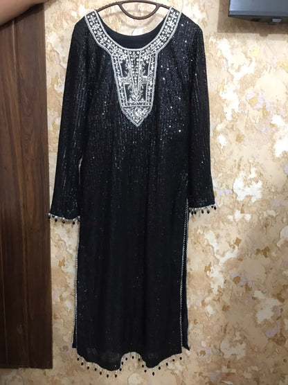 Black sequin embroidered 3-piece suit