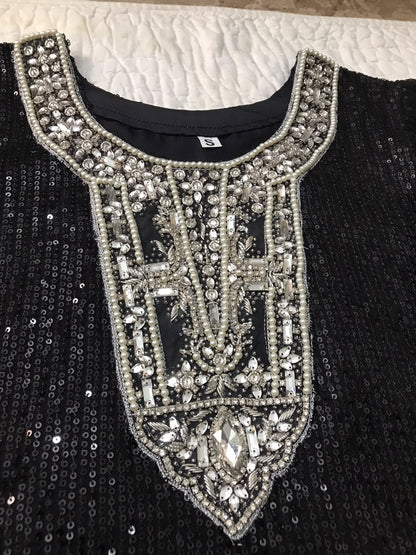 Black sequin embroidered 3-piece suit
